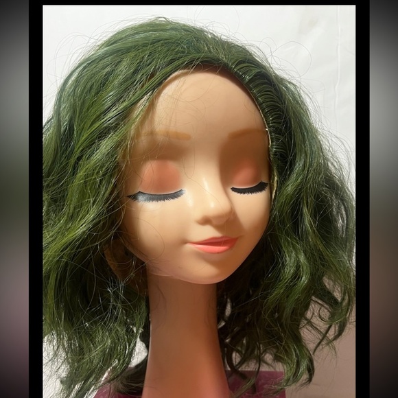 Short Bob Wig with Bangs for Women Wigs Synthetic - Green - Picture 3 of 8